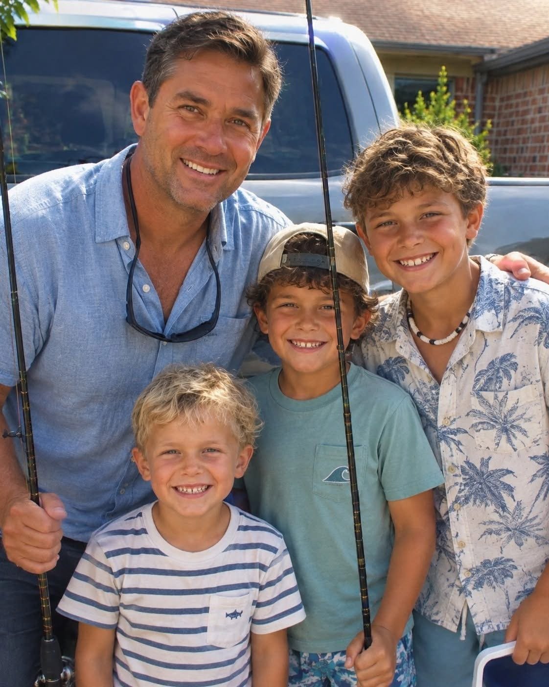 My husband took our three sons fishing,